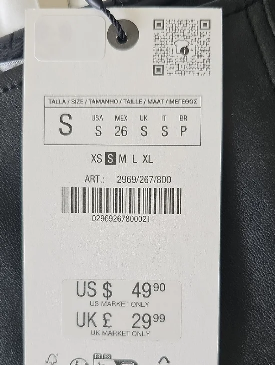 NWT Zara Black Faux Leather Zip-Front Tank - Picture 4 of 4